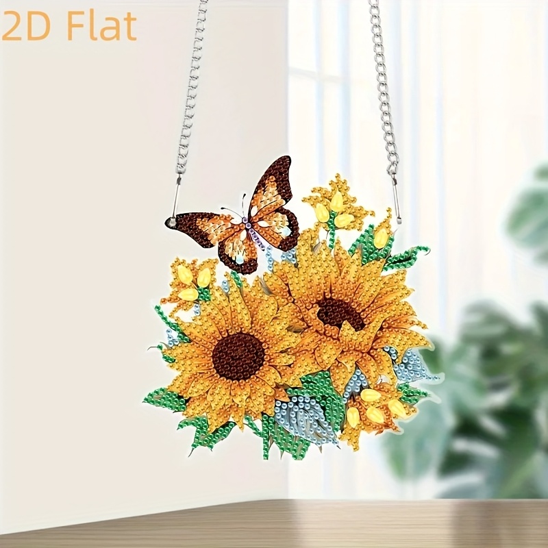 Diy And Sunflower Painting Set - Colorful Crystal Art Wreath, Acrylic Window Hanging Home And Garden Decoration, Perfect Birthday Or Festival Gift