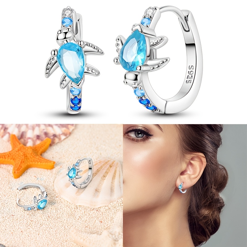 

1 Pair Elegant Turtle Design Earrings, 925 Silver Plated, Synthetic Zirconia, Birthstone, , Daily & Gift Jewelry For Women