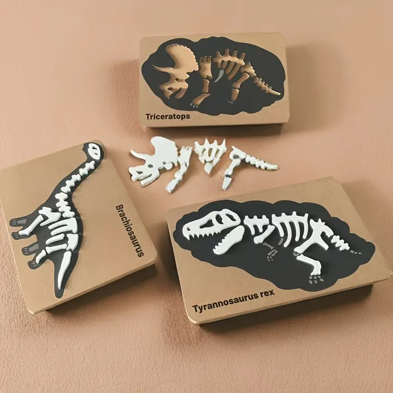 rompecabezas de fósiles de dinosaurios - de esqueleto de madera 3d para niños, juguete educativo de arqueología con fósiles coloridos, mejora y la , decoración para halloween. 1