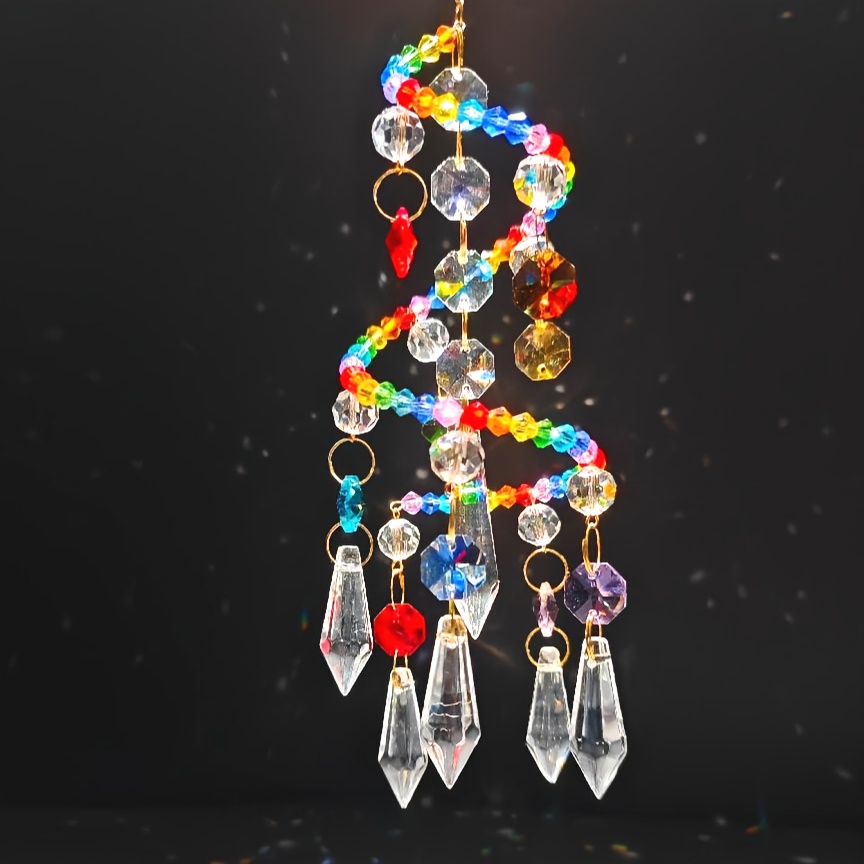 E-shop Handgefertigtes Kristallglas Drehbare Windspiel, Sonnenlichtfänger, Wohnkultur für Fenster, Balkon, Garten, Hof Hängedekoration, Auto Innenraum
