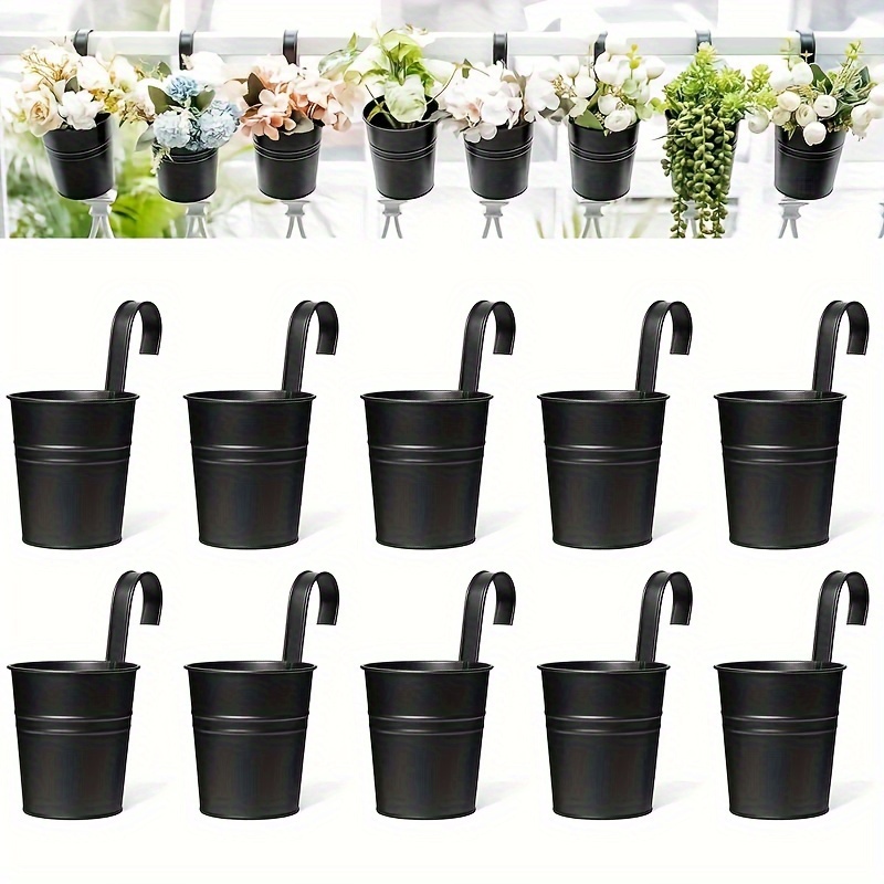 

Modern Iron Art Hanging Flower Pots With Detachable Hooks, 10pcs Set For Indoor And Outdoor, Succulent Plant Garden Containers, Lightweight With Various Patterns, Versatile Mounting - Hanging Type