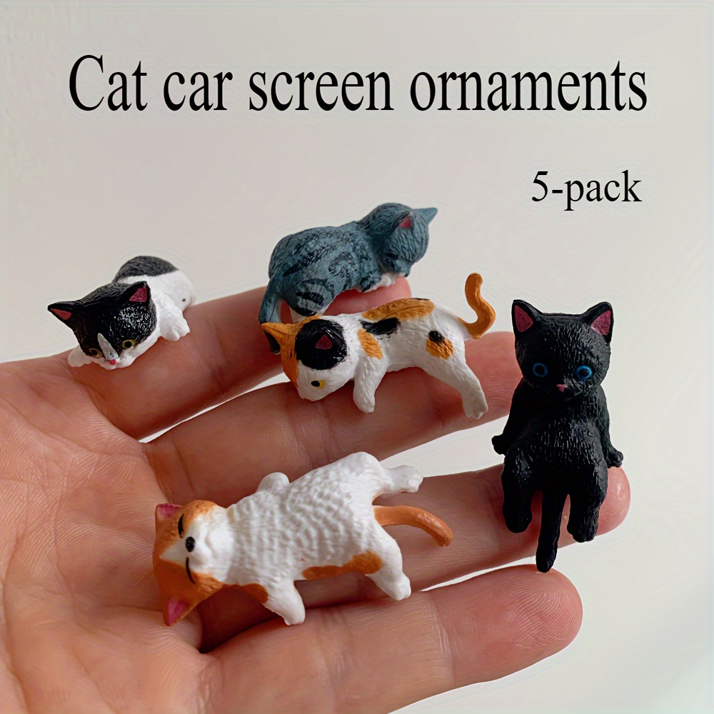 

5-pack Miniature Cat Car Screen Ornaments, Resin Cartoon Animal Figurines, Decorations For Vehicle Dashboard, No Electricity Needed, Ideal For Christmas, Halloween, Easter Holidays