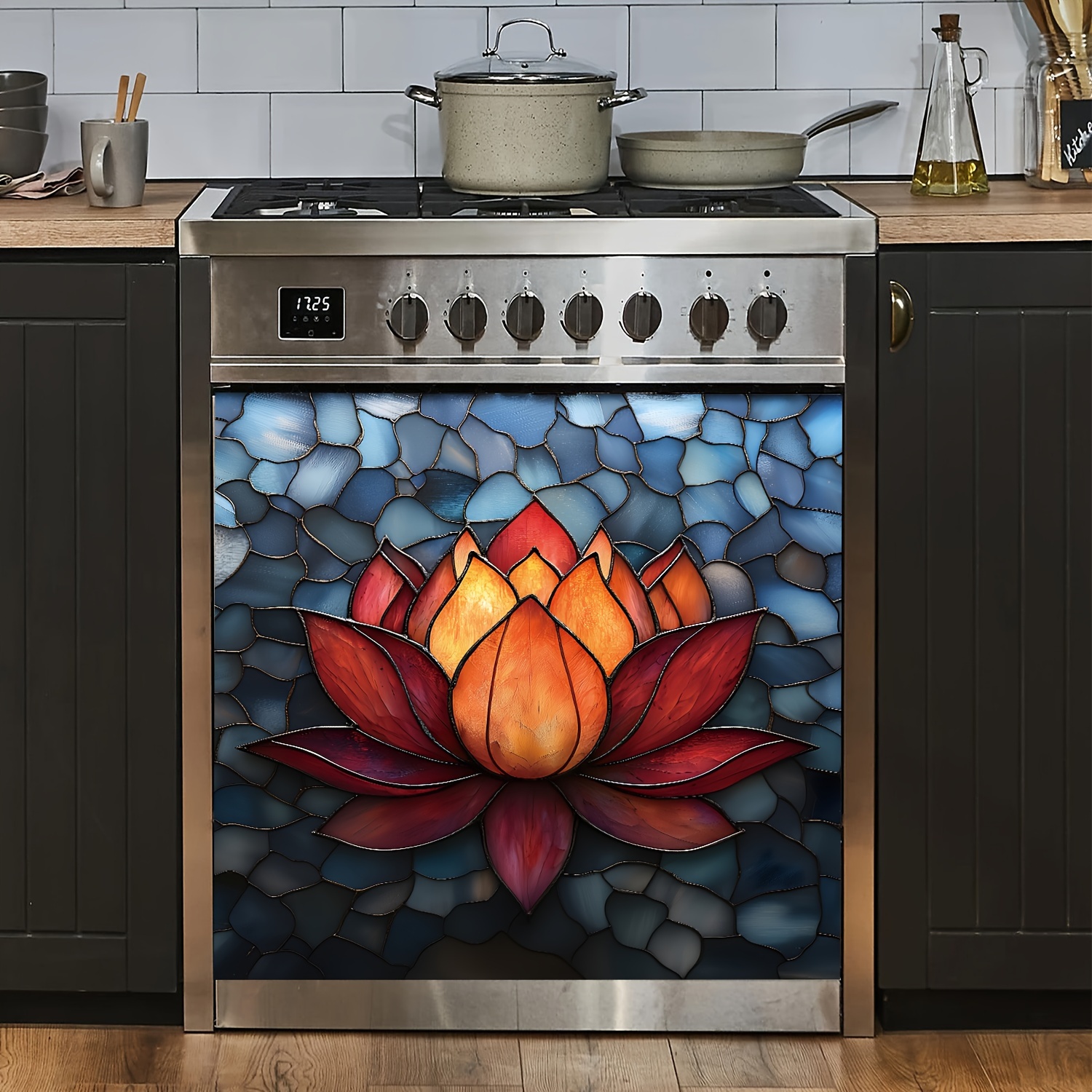 

Floral Magnetic Dishwasher Door Cover - Easy Clean, No Glue Needed - Perfect For Kitchen Decor & Home Appliances, 23x26 Inches