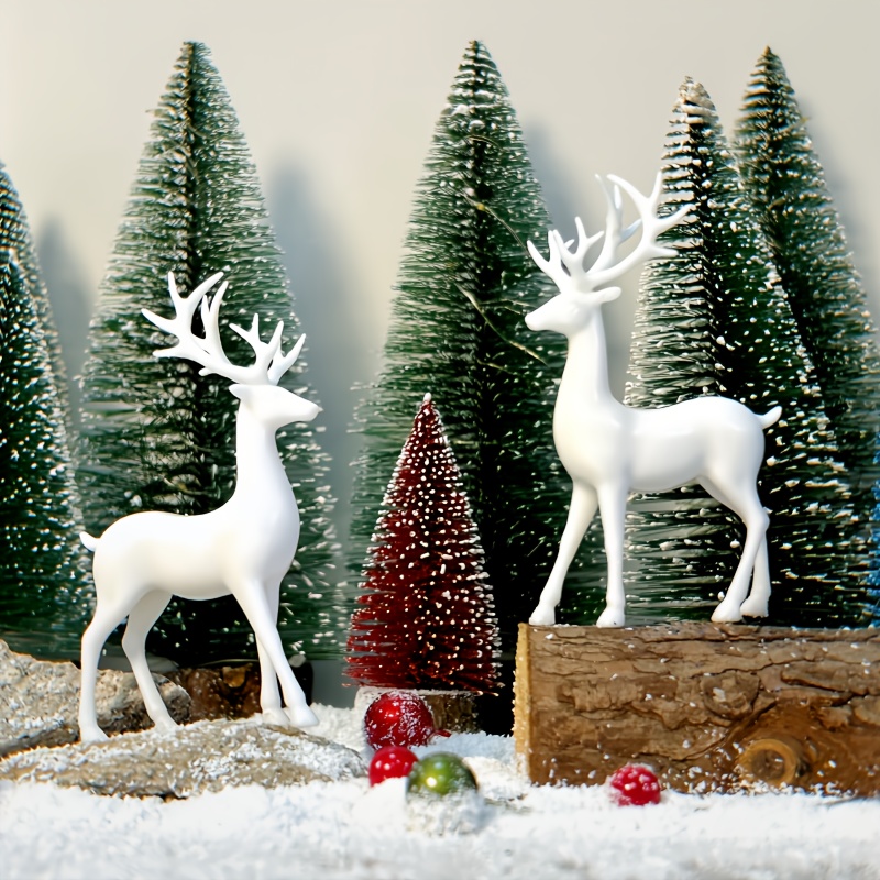 

2pcs Plastic Reindeer Ornaments - Christmas Decor For Home & Kitchen, Ideal For Holiday , Suitable For Christmas, Hanukkah, Thanksgiving, New Year's Day Decorations