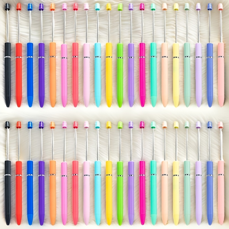 

20pcs Elegant Alloy Bead Pens, Macaron Inspired Staff Pens, Themed Hollow Detail, For Diy Crafts, Beading & Jewelry Making, With No Power Required