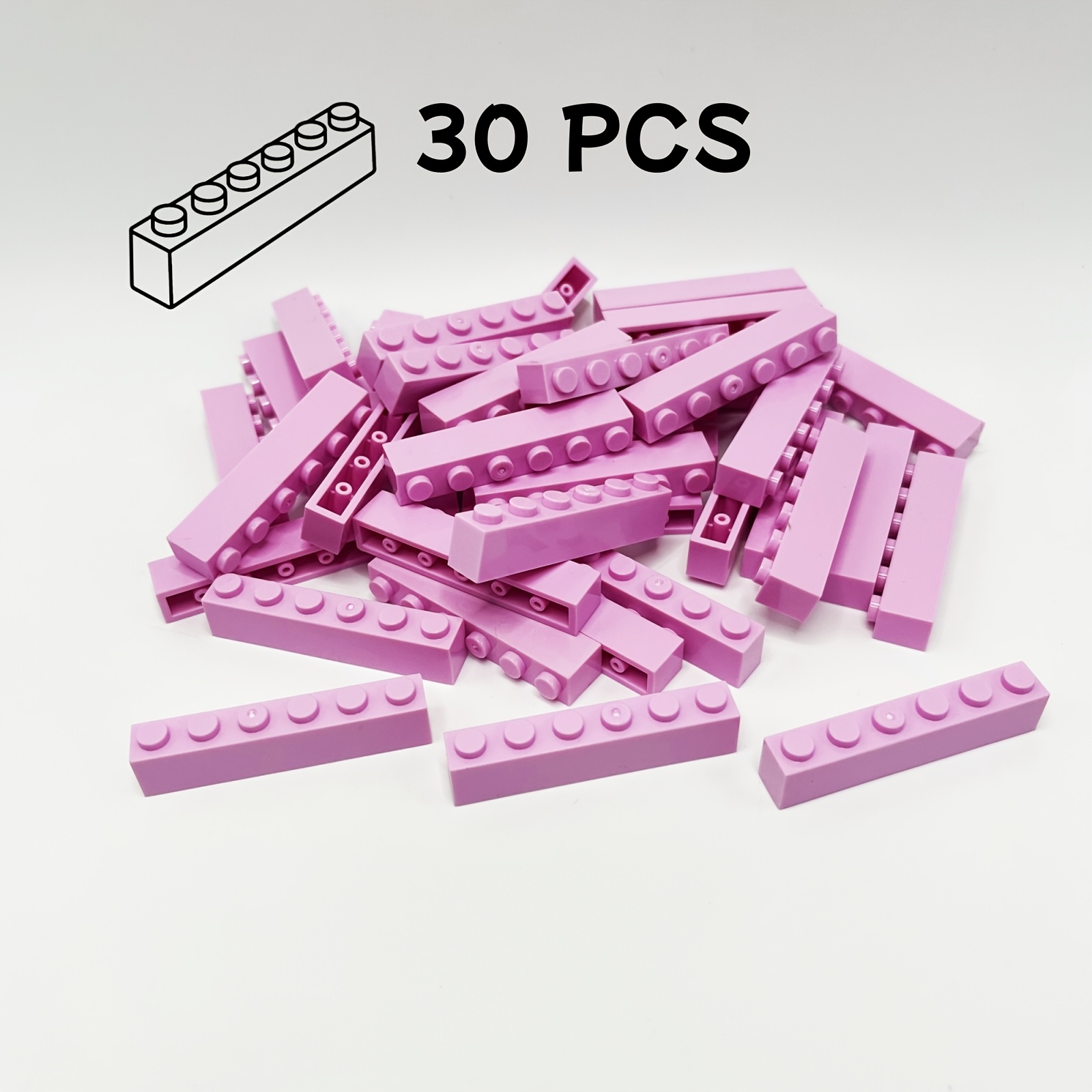 30pcs Multicolor Blocks 1x6 Studs Hole Small Building Block Toy