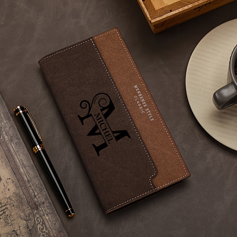 

Personalized Men's Long Wallet - Elegant Leather With Multiple Card Slots & Phone Holder, Perfect Gift For Dad On Christmas, Birthday, Father's Day, Thanksgiving, Korean, Ticket Holder