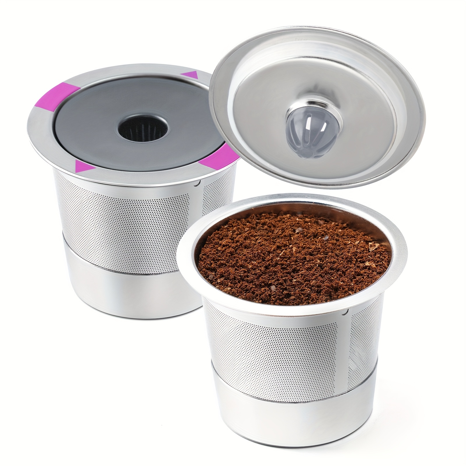TEMU 2pcs/3pcs/4pcs Reusable K Cups And Coffee Pods, Universal Stainless Steel K Cups For 0 Coffee Makers Machine