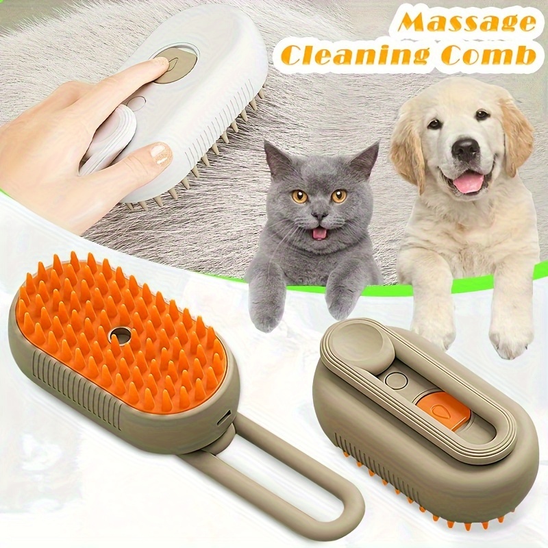  Cepillo de vapor para gatos, mejorado 3 en 1, cepillo eléctrico  autolimpiante para masaje, cepillo multifuncional para pelo de mascotas y gatos  para eliminar el cabello enredado y suelto, cepillo de 