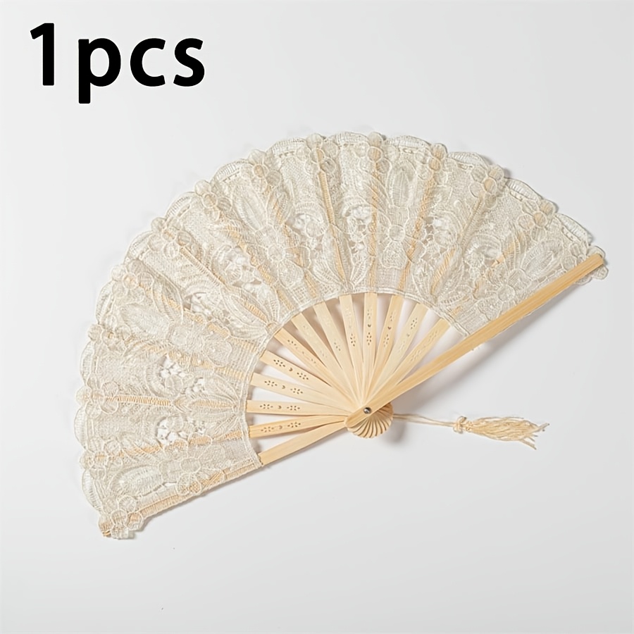TEMU Personalized Custom Beige Lace Fan With Name/initials/text - Bohemian Wedding Favors, Bridesmaid Gifts Suitable For Wedding Ceremonies, Rustic