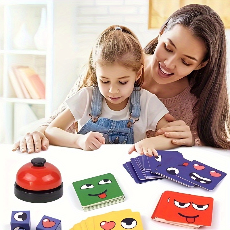 

Interactive Family Game With Face Change Expression Puzzle Building Blocks Cube Table
