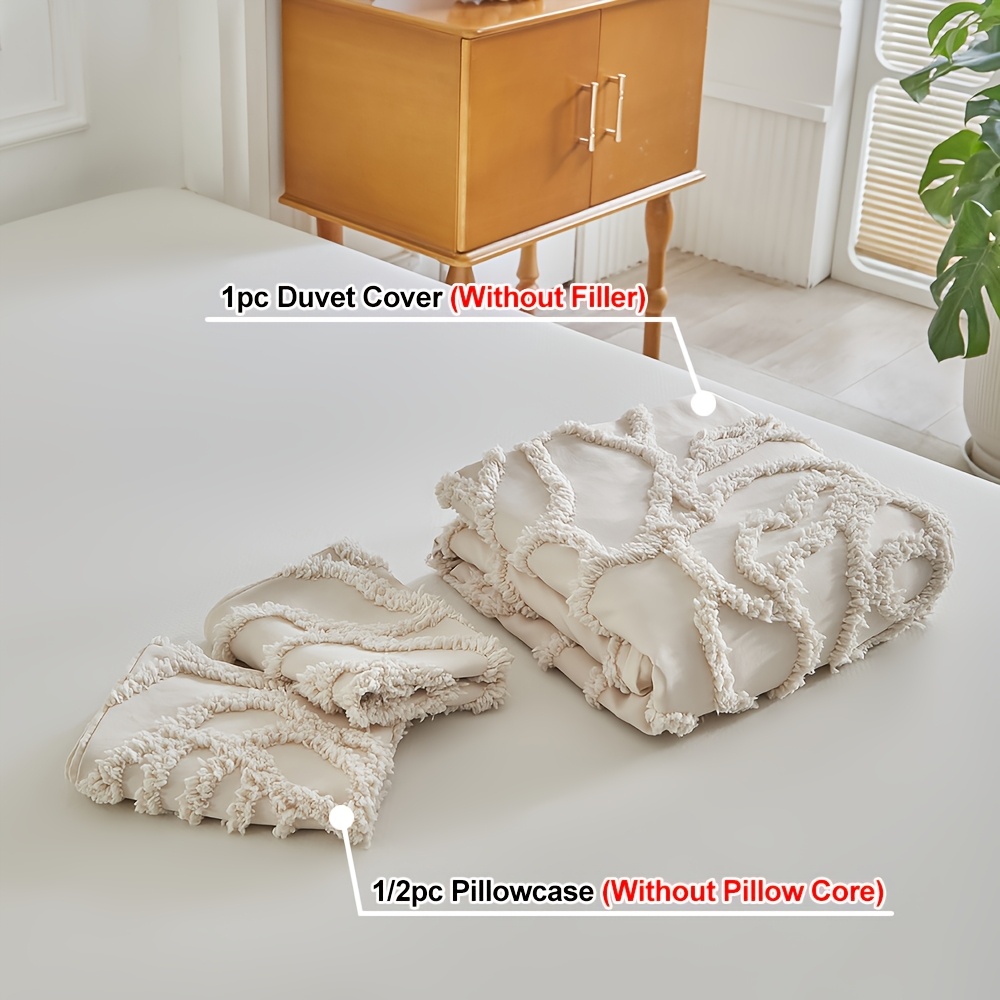 Spring And Summer New Tufted Duvet Cover Set 2/3pcs Set (1 Duvet Cover And 1/2 Pillowcases), Beautiful, Easy And Fashionable Design, All-Season Bedroom Bedding Duvet Cover