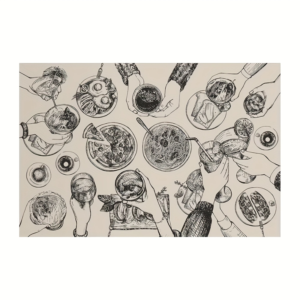 TEMU 1pc Lovely Kitchen Canvas Modern Poster, Food Art Painting, Suitable For Kitchen, Dining Room Or Bedroom, Frameless Artwork.
