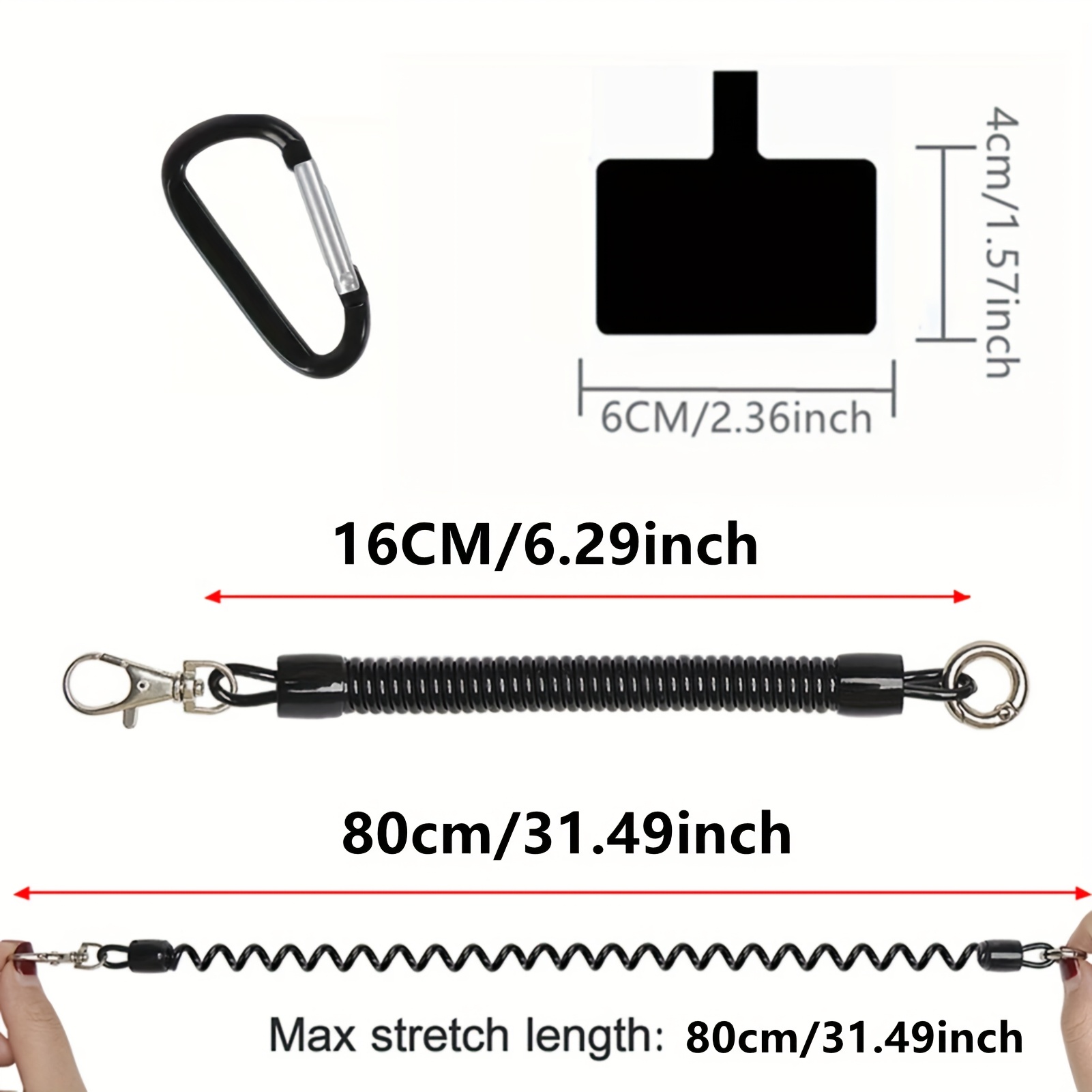 Telefoon Tether Tab, Universele Mobiele Telefoon Lanyard Patch Nylon Mobiele Telefoon Opknoping Touw Tab Verbindingsbevestiging voor Mobiele Telefoon Veiligheid (Zwart
