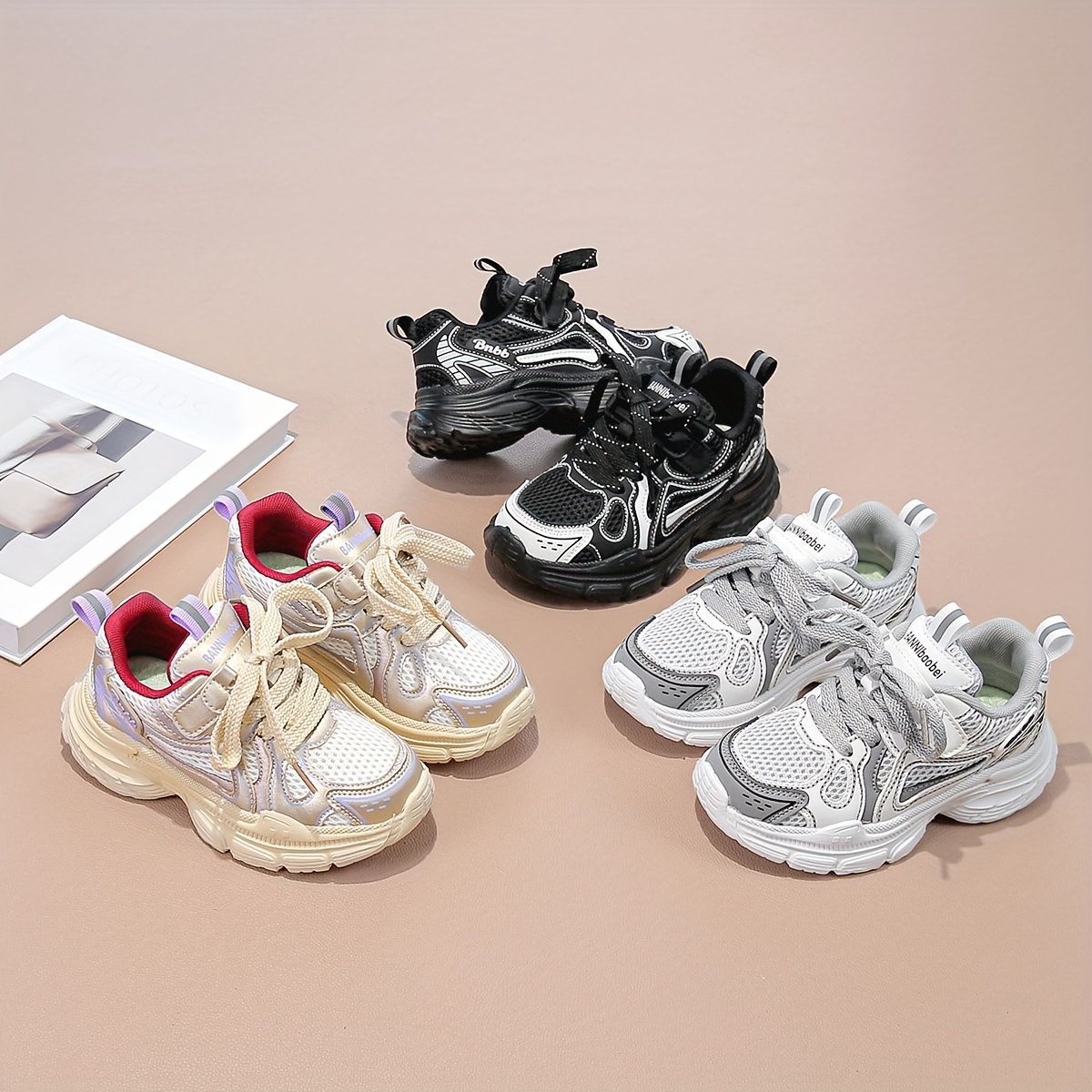 Girls' Sneakers Spring And Autumn 2024 New Children's Mesh Breathable Shoes  Thick-soled Big Kids Dad Shoes