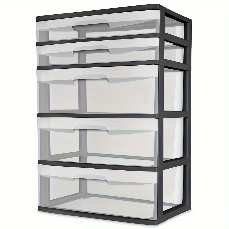 

Plastic 5 Drawer Wide Tower Black