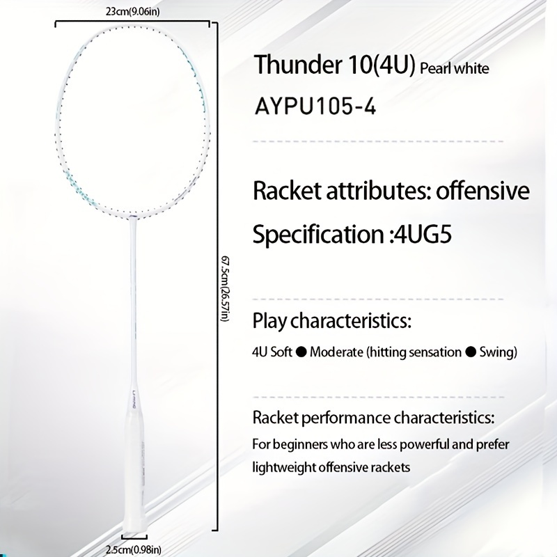 Lining Thunder 10(4U) バドミントンラケット AYPU105 Vợt cầu lông Li Ning Axforce 10Thunder 10 (4U) White AYPU105