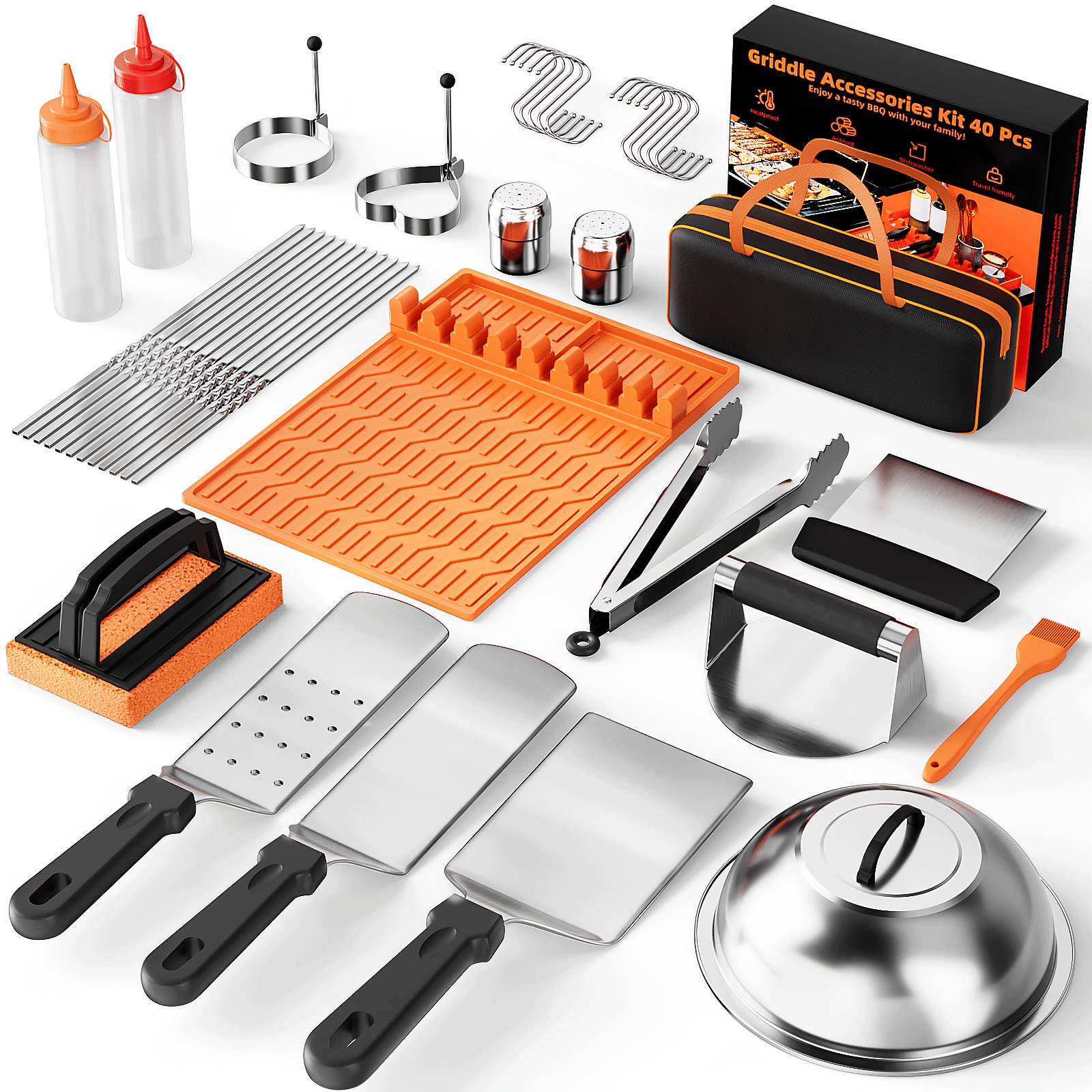 

40pcs/set Griddle Accessories Kit, Outdoor Tool Set, Suitable For Patio Barbecue, , Kitchen Accessaries