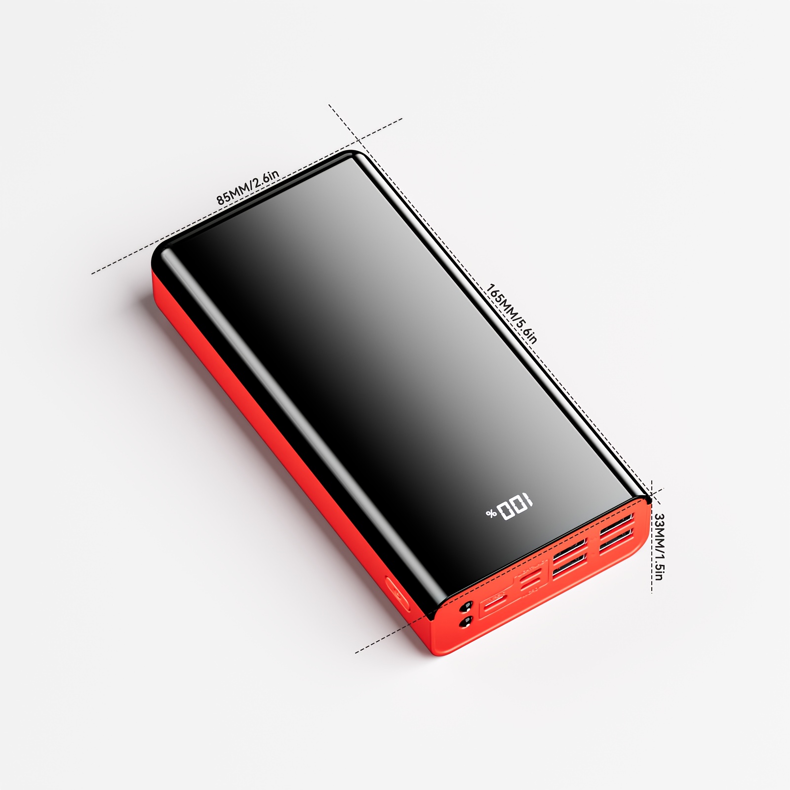 TEMU Batterie externe de grande capacité 50000/30000mAh à chargement rapide, équipée d'un affichage de puissance Lighting/LED, 4 ports USB, ports