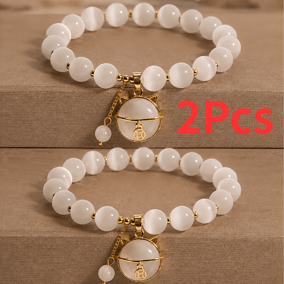 TEMU 2pcs Cat Bracelets, , Durable Light Luxury Women's Bracelets, Birthday Gift, Girlfriend Bracelet, Valentine's Day Gift, Daily Wear Additions For