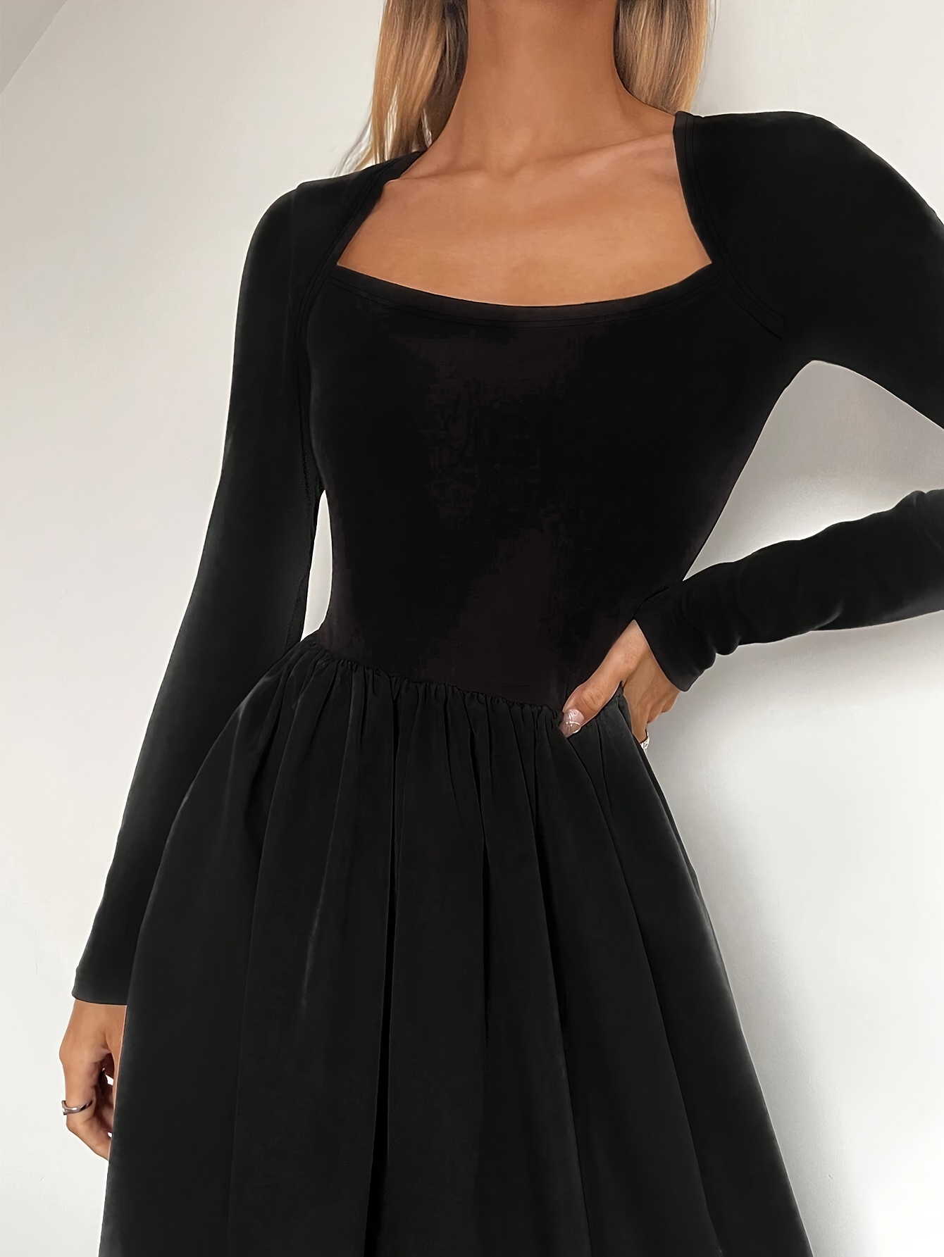 99100917 directional women's warm long dress black long Temu