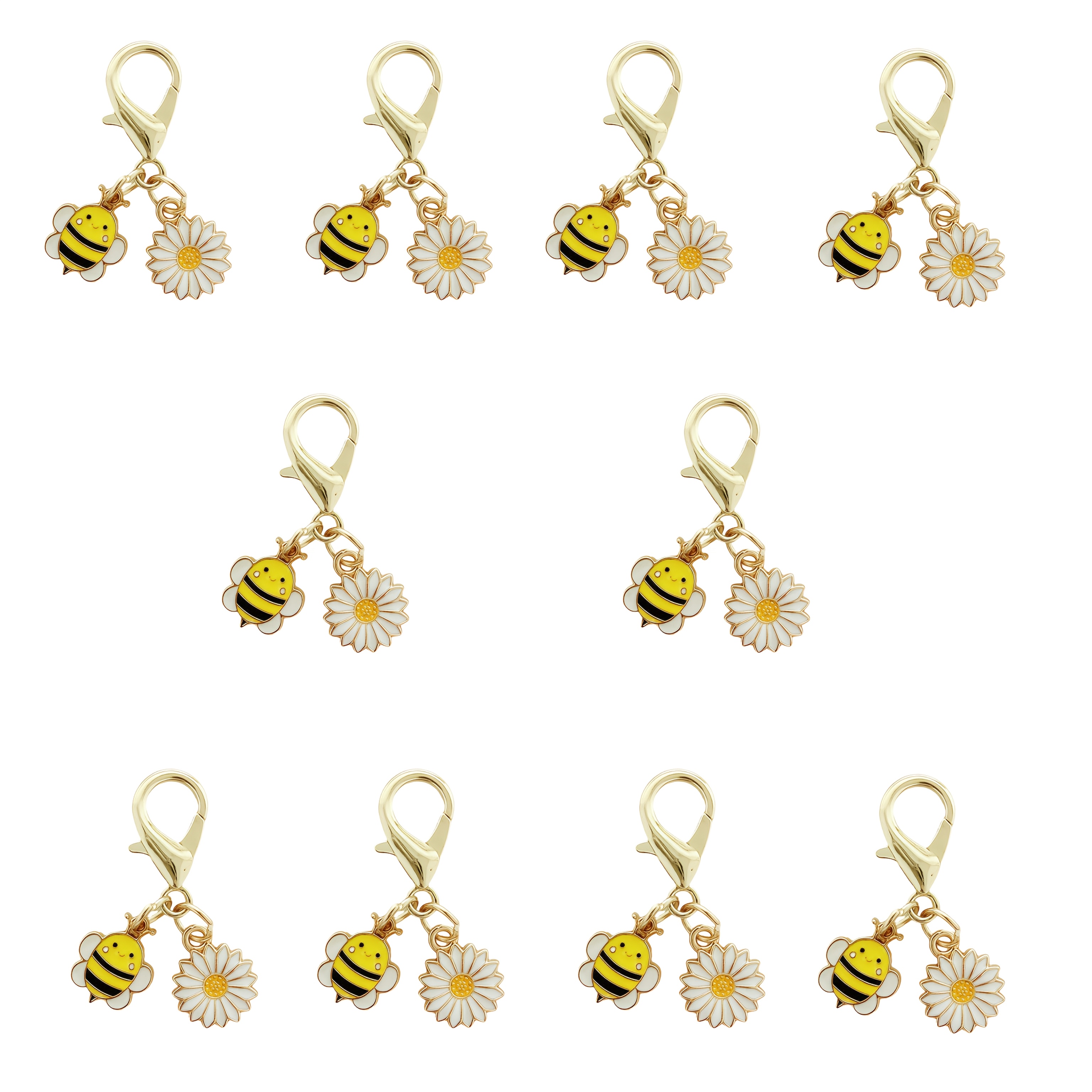 10pcs/set Fantasy Daisy Keychain, Bee Pendant Inspirational Gift, Suitable For Bags And Apparel Accessories