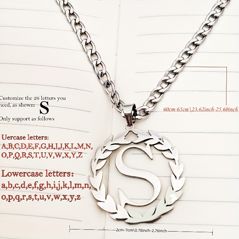 TEMU Men's 304 Stainless Steel Fashionable And Personalized Hip-hop Necklace, Single Letter Options A-z