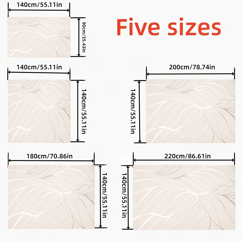 TEMU 1pc Soft Beige & White Leaf Vein Tablecloth Compatible For Dining Table, Coffee Table, Outdoor Picnic - Wipeable Table Cover, Table Decor