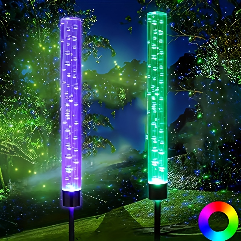 2-pack Rgb Colorful Acrylic Solar Wind Chime Lights, Suitable For Gardens And Parks, Featuring Bubble Rods To Color-changing Effects. Outdoor Lights Have Automatic And Are Ideal For Decorating Streets