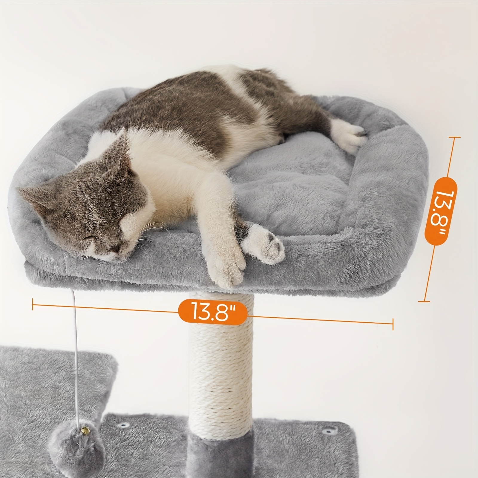 TEMU Arbre à Chat, Condo Multi-Niveaux avec Poteaux à , à Chat de 56,3 Pouces pour Chats d'Intérieur, Perchoirs, Hamac et , Gris Fumé