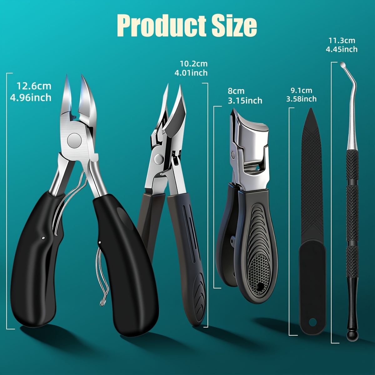 Premium Foot Care Tool Set with Large Opening Nail Clipper