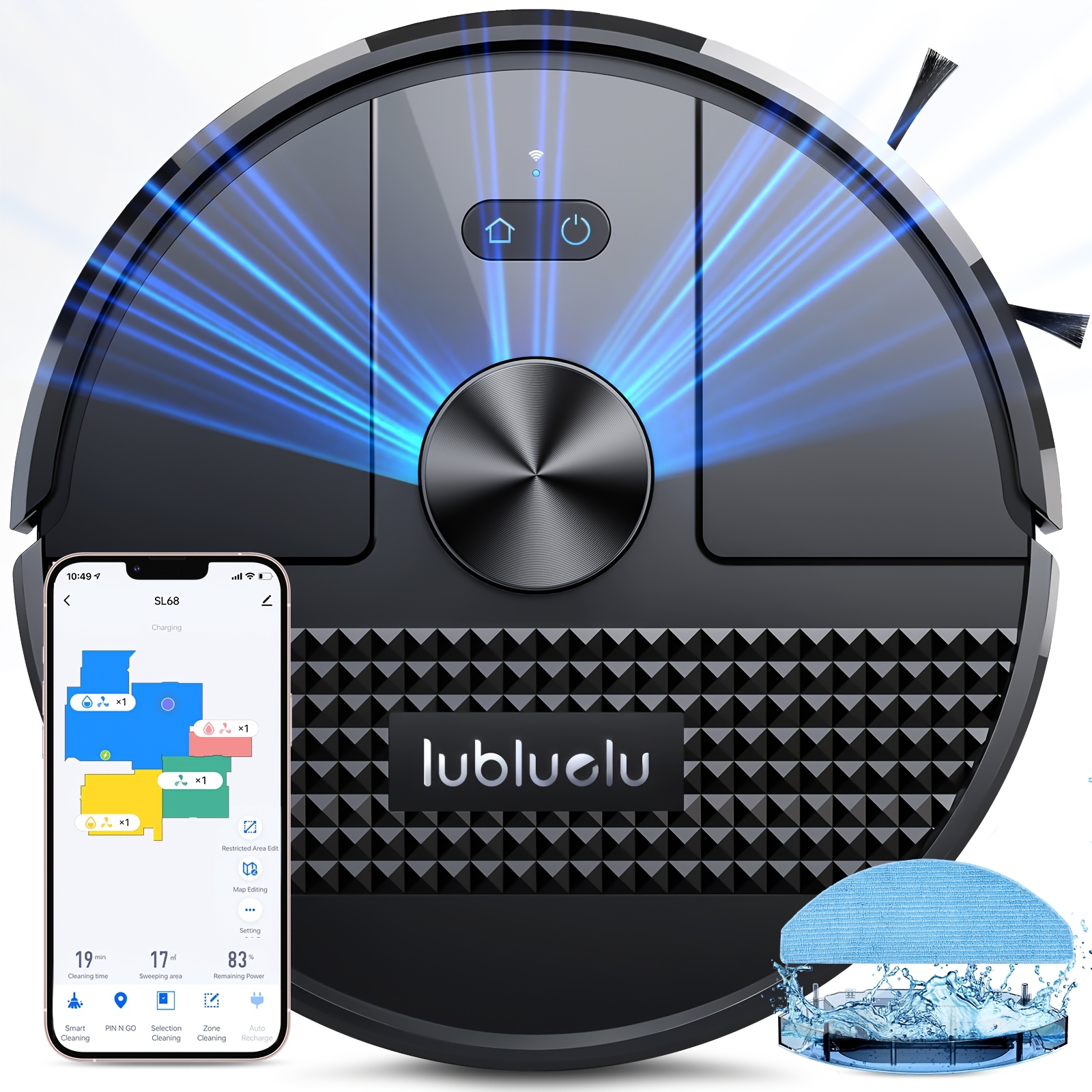 Image of Lubluelu 3in 1 Robot Vacuum And Mop, 30 No-go Zones & 55db , Obstacle Avoidance, Multi-floor Mapping, 6000pa Strong Suction, Robot Vacuum Cleaner For Pet Hair, Carpet, Hard Floor
