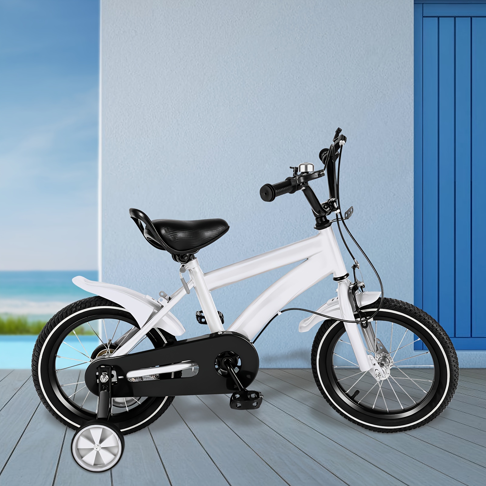 

14 Inch Children's Bike, Bicycle, With Stabilisers, Neutral Children's Bicycle, Removable Stabilisers, For 3-6 Years Children