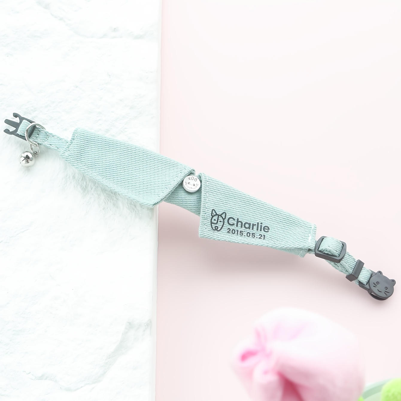 TEMU 1 collier personnalisé pour animaux de compagnie - Nom et photo/ sur mesure, boucle sécurisée à dégagement rapide avec clochette, œillet-photo &