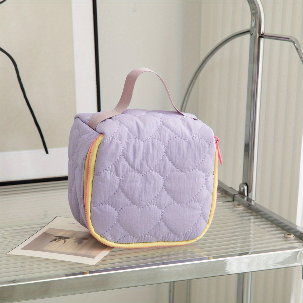 E-shop Aufbewahrungsbeutel im koreanischen Stil mit Reißverschluss in Kontrastfarben, niedliche frische Damen-Kosmetiktasche, tragbarer
