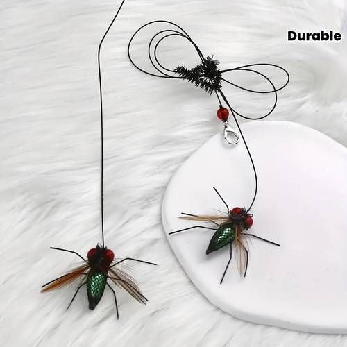 cat cat toy with realistic insect design long hanging rope durable plastic cartoon pattern artificial feathers for indoor play no batteries required exercise tool for all interactive cat