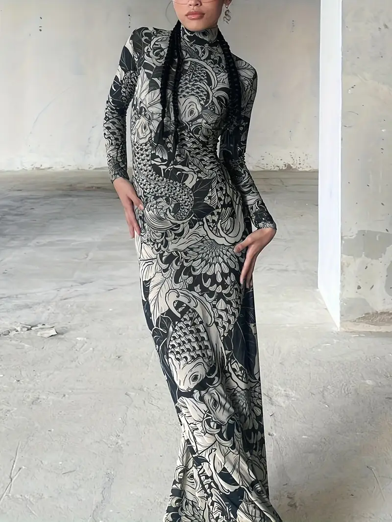 summer national customs bodycon dress long sleeve o neck - Temu France summer national customs bodycon dress long sleeve o neck - Temu France