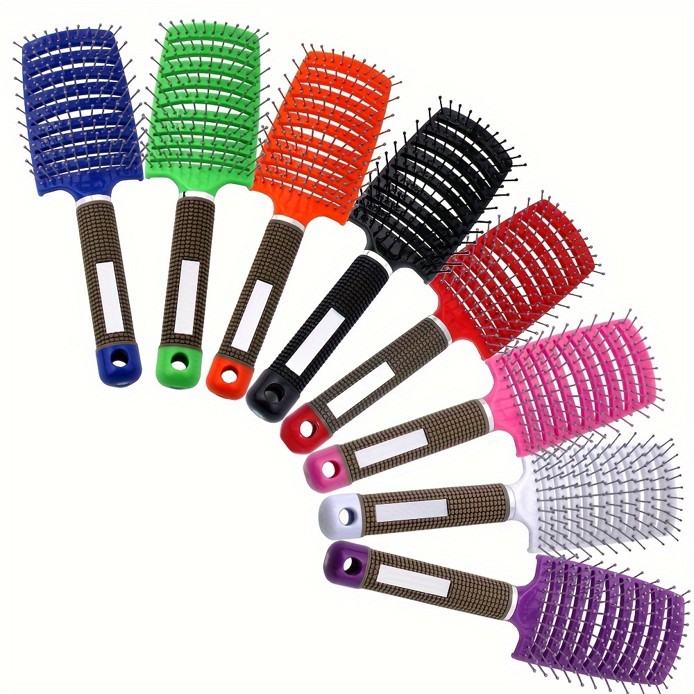 

1pc Nylon Anti-static Large Curved Comb With Non-slip Handle - Gentle Scalp Massage, Detangling For All Hair Types, Abs Plastic Ribs Design