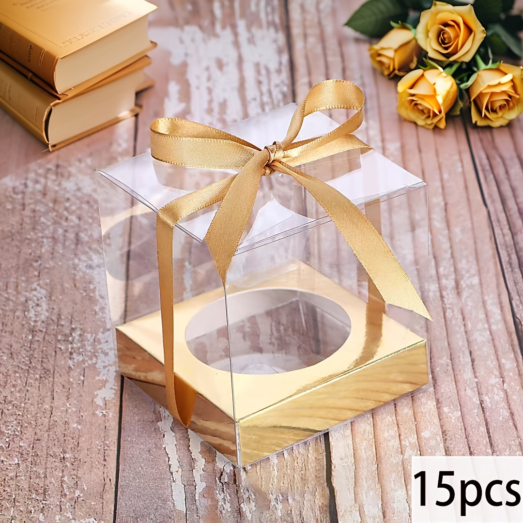 TEMU Gift For Her/him 6/15pcs-foldable Transparent Plastic Gift Box, Suitable For Weddings, Birthdays, Holiday Parties, And Other Gift Packaging,