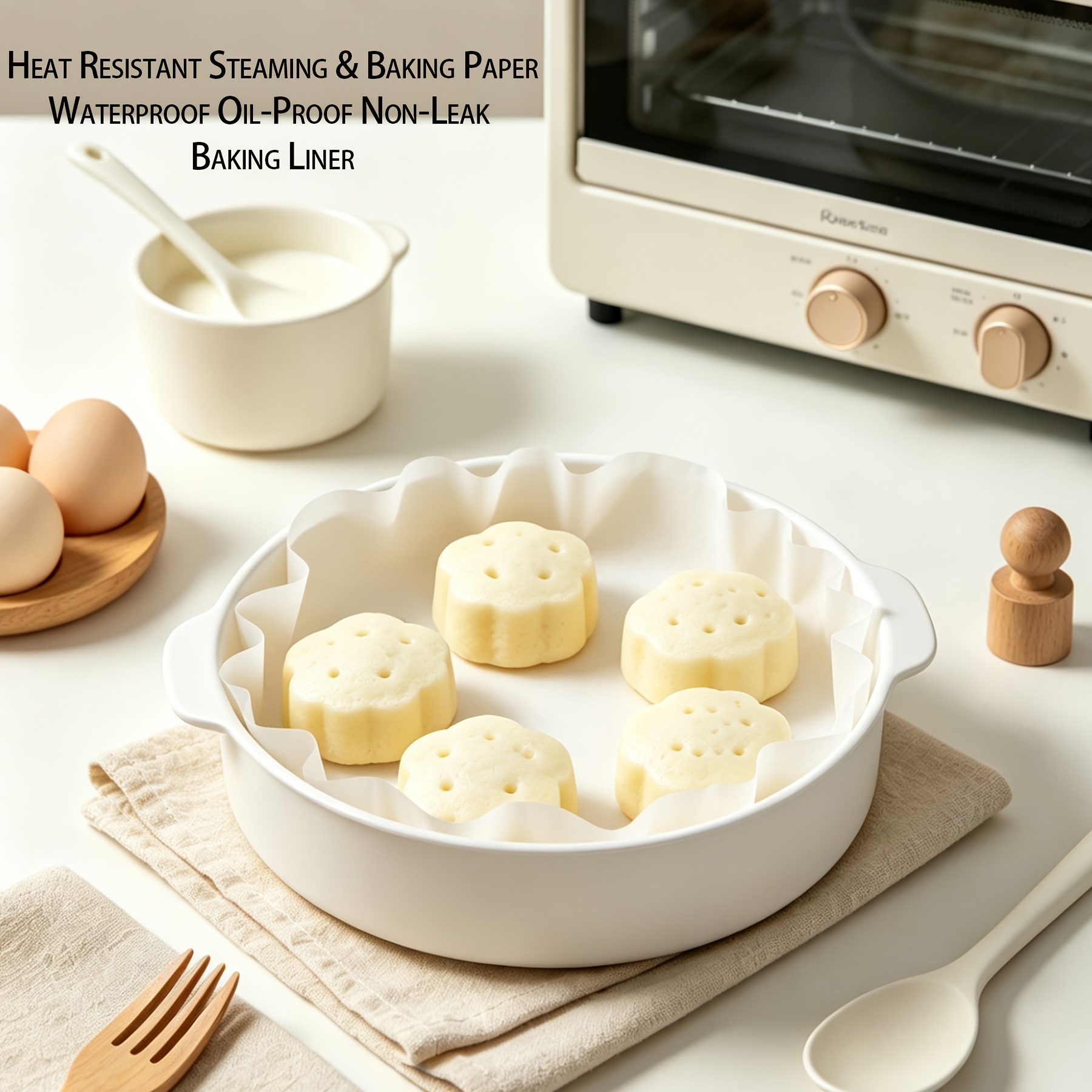 95pcs Oil-Proof Non-Stick White Round Baking Paper, Disposable