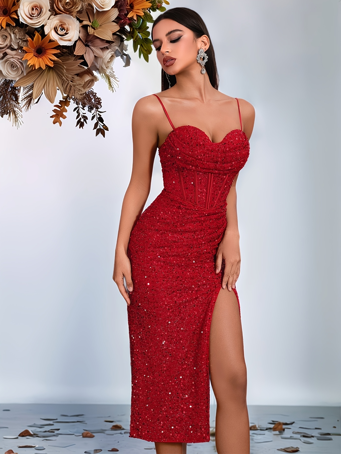 birthday night dress for women Suninheart Knee Length Lace Spaghetti Strap Dress Sexy Bodycon Party D –  Global Fashions GC main image 0