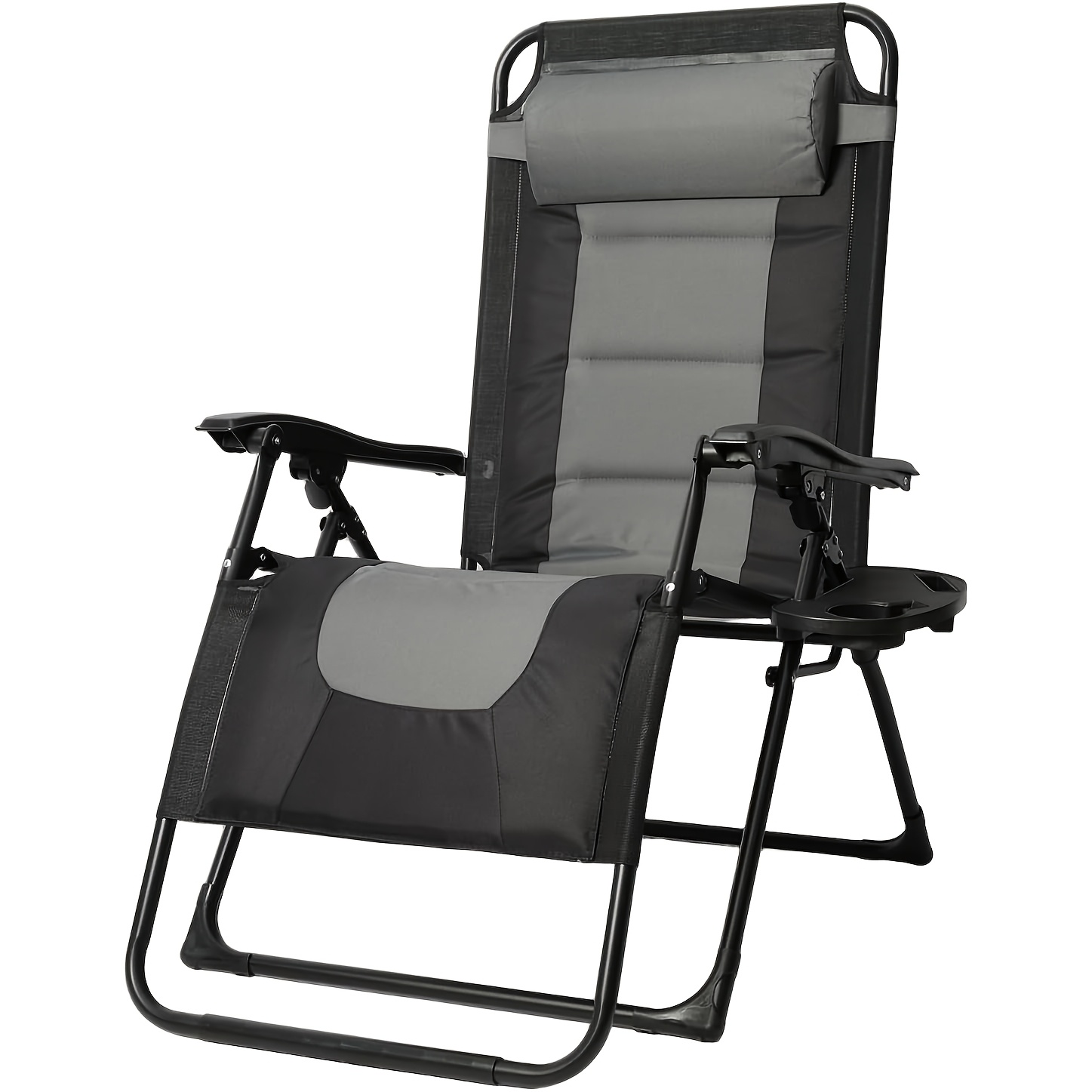 Collapsible , Outdoor Sunbed Resistant To Weather With Cushion, Adjustable Loungers Suitable For Patio, Balcony, And Garden, Relaxing Lounger Featuring A Headrest And Cup Holder, Supports Up To 250kg