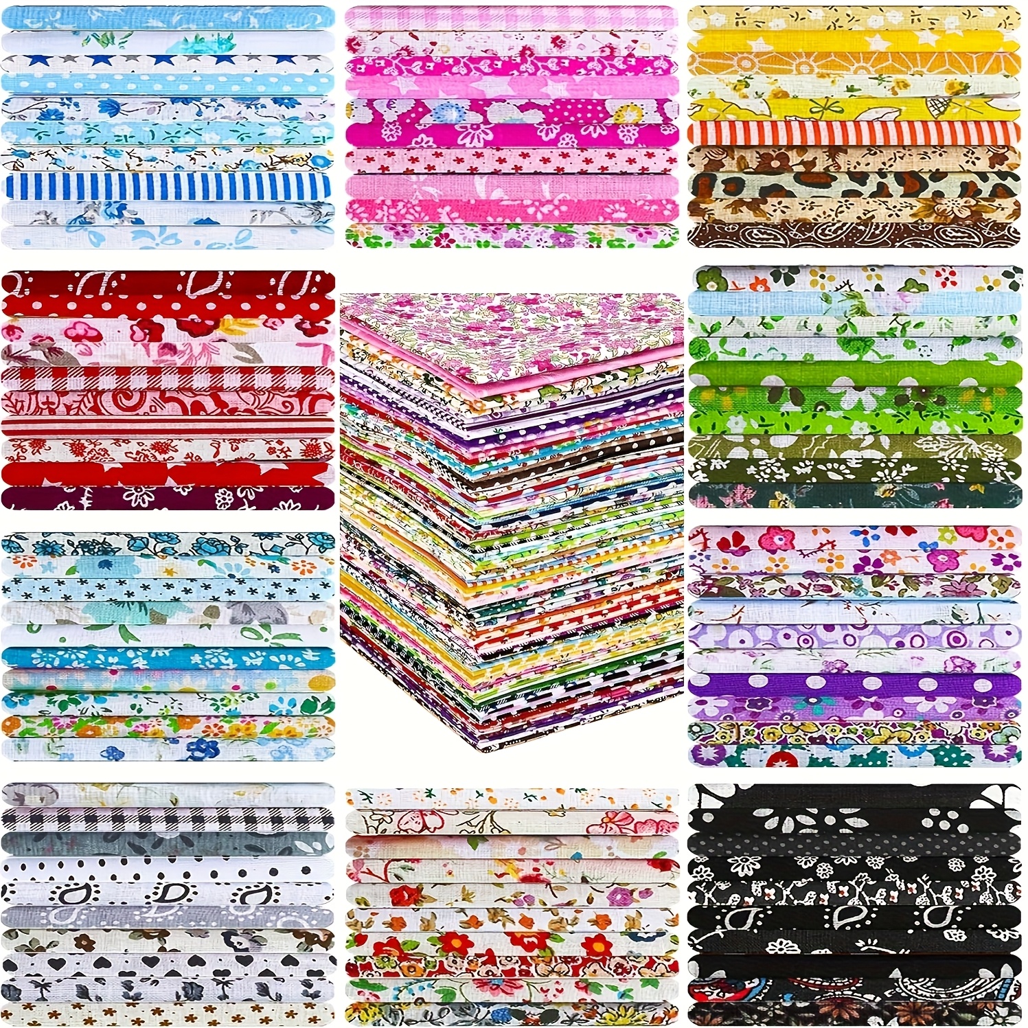 TEMU 700pcs 4 X 4 Inch Precut Cotton Fabric Squares, Assorted Floral Print Fabric For Diy Quilting, Sewing, Bag Making, Christmas Crafts, Decorations