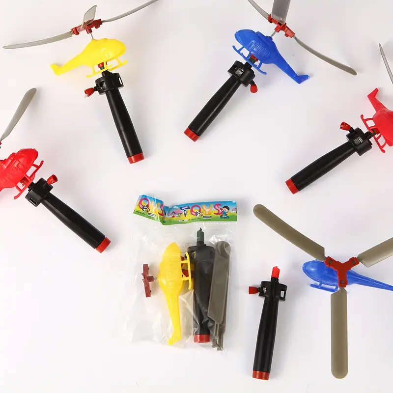 10pcs multicolor pull string helicopter toys durable plastic rotating propeller helicopters with elastic strings for outdoor flying kids party favors classroom prizes for boys girls toy helicopters simple helicopter design easy flyable design childrens gifts school rewards details 2