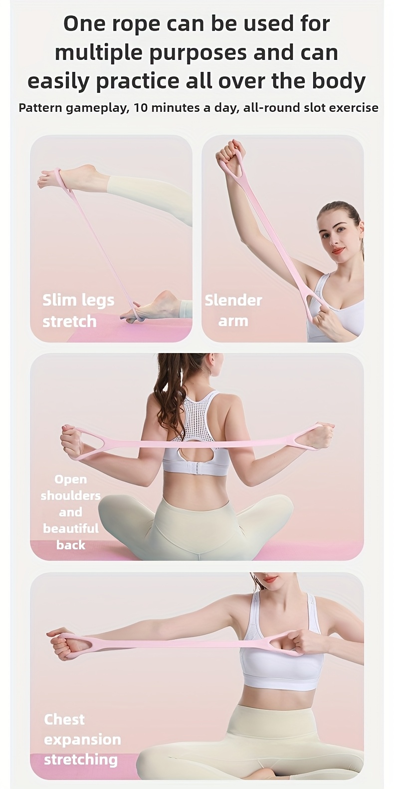 2pcs set of 3-level adjustable back stretcher and multifunctional yoga resistance band - multi-level spinal support plate, elastic waistband for open back and shoulder stretching, suitable for home gym, yard or outdoor use