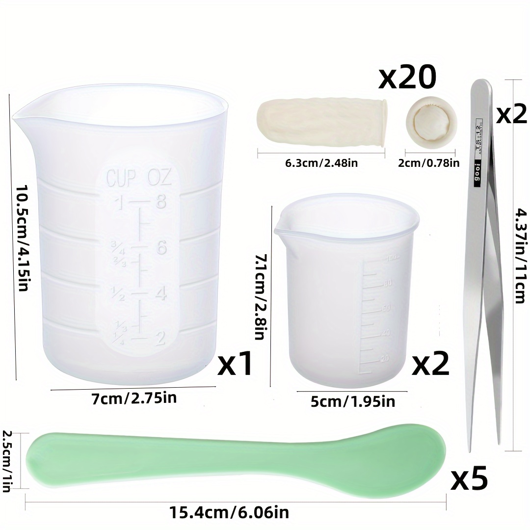Image of 30pcs Resin Measuring Cup Set, Crafts, Epoxy Resin, Casting Molds, Jewelry Making, With Spoons, Finger Cots, Tweezers