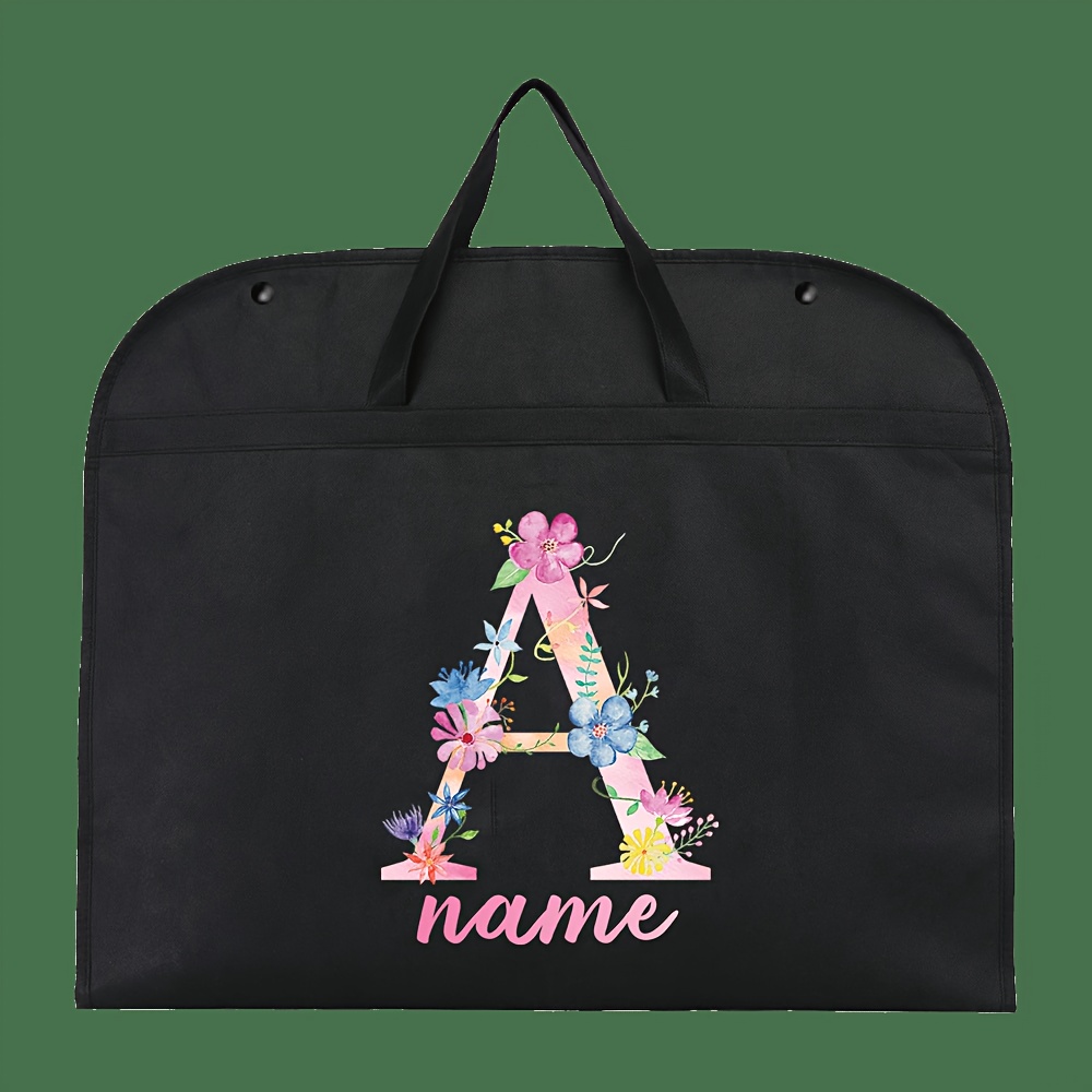 TEMU 1pc Bolso de Almacenamiento de Ropa Personalizado con Letra Rosa, Bolso Colgante Organizador de Ropa Plegable con Personalizado, Bolso de Viaje