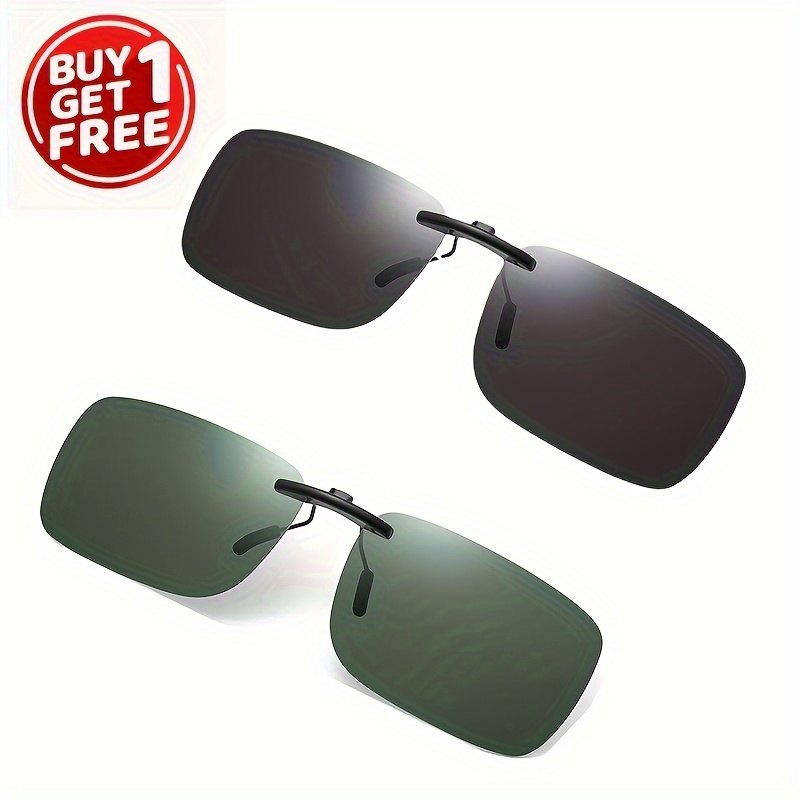 

2pcs Clip On Sunglasses Fit Over Glasses Women Men Outdoor Fit Driving Glasses Lens Mother's Day Buy 1 Get 1 Free