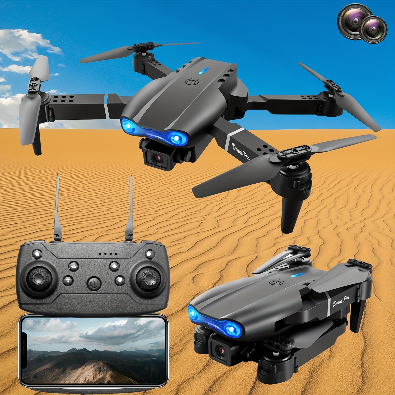 Drone avec caméra pour Adultes et Enfants avec caméra 4k, E88 Pro D