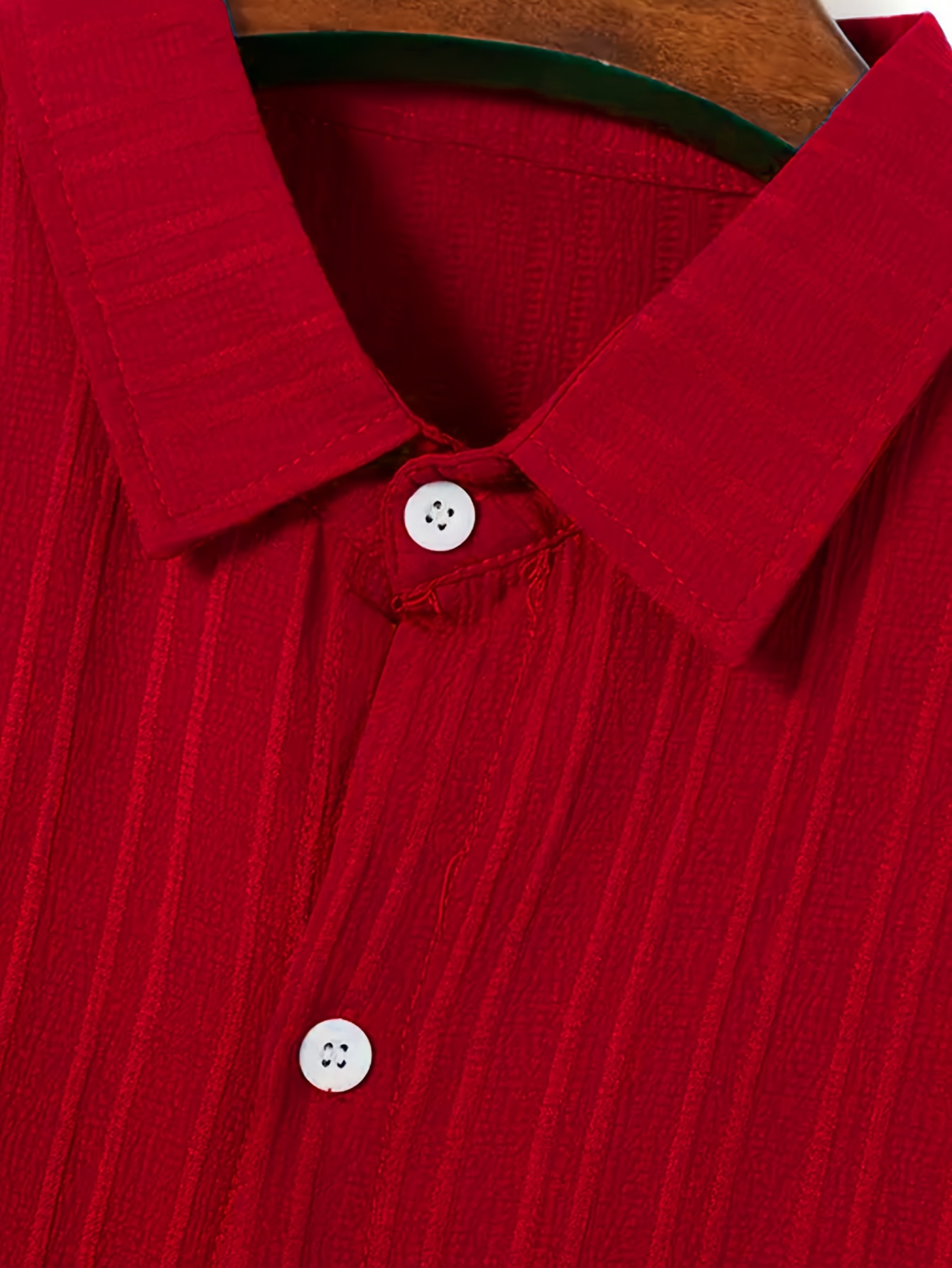 Men's Royal Blue Casual Button-Up Shirt - Short Sleeve, Ribbed Texture Fabric, Classic Collar, Summer Wear, Machine Washable, PLUS SIZE